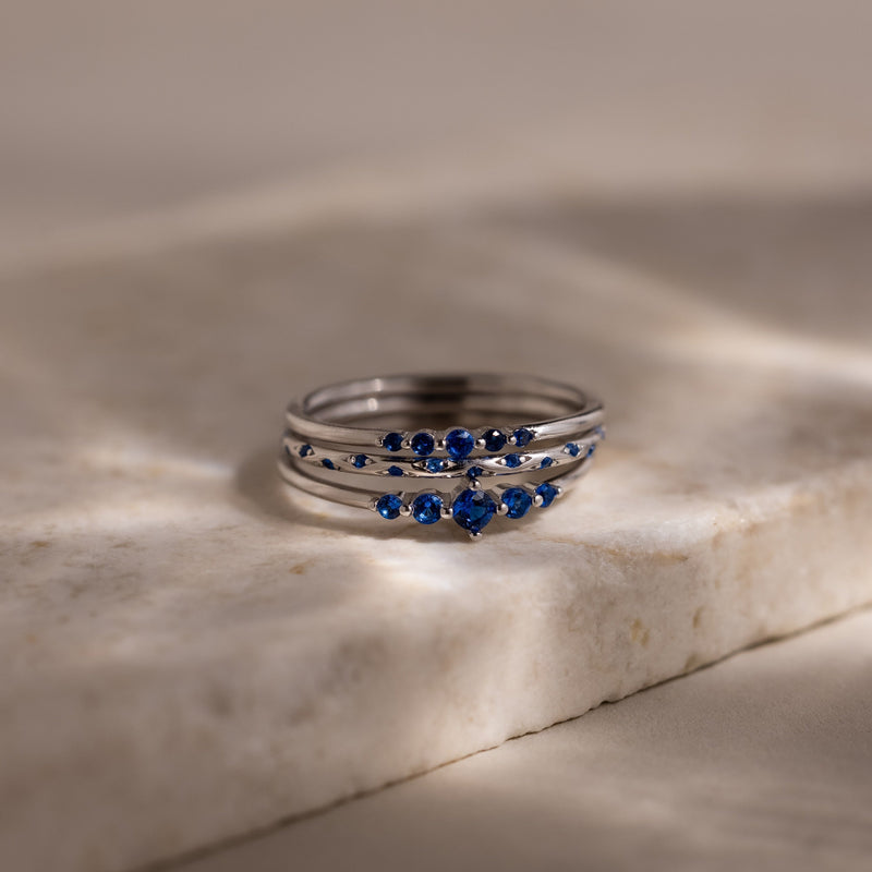 Sapphire Stacking Ring Set in Silver